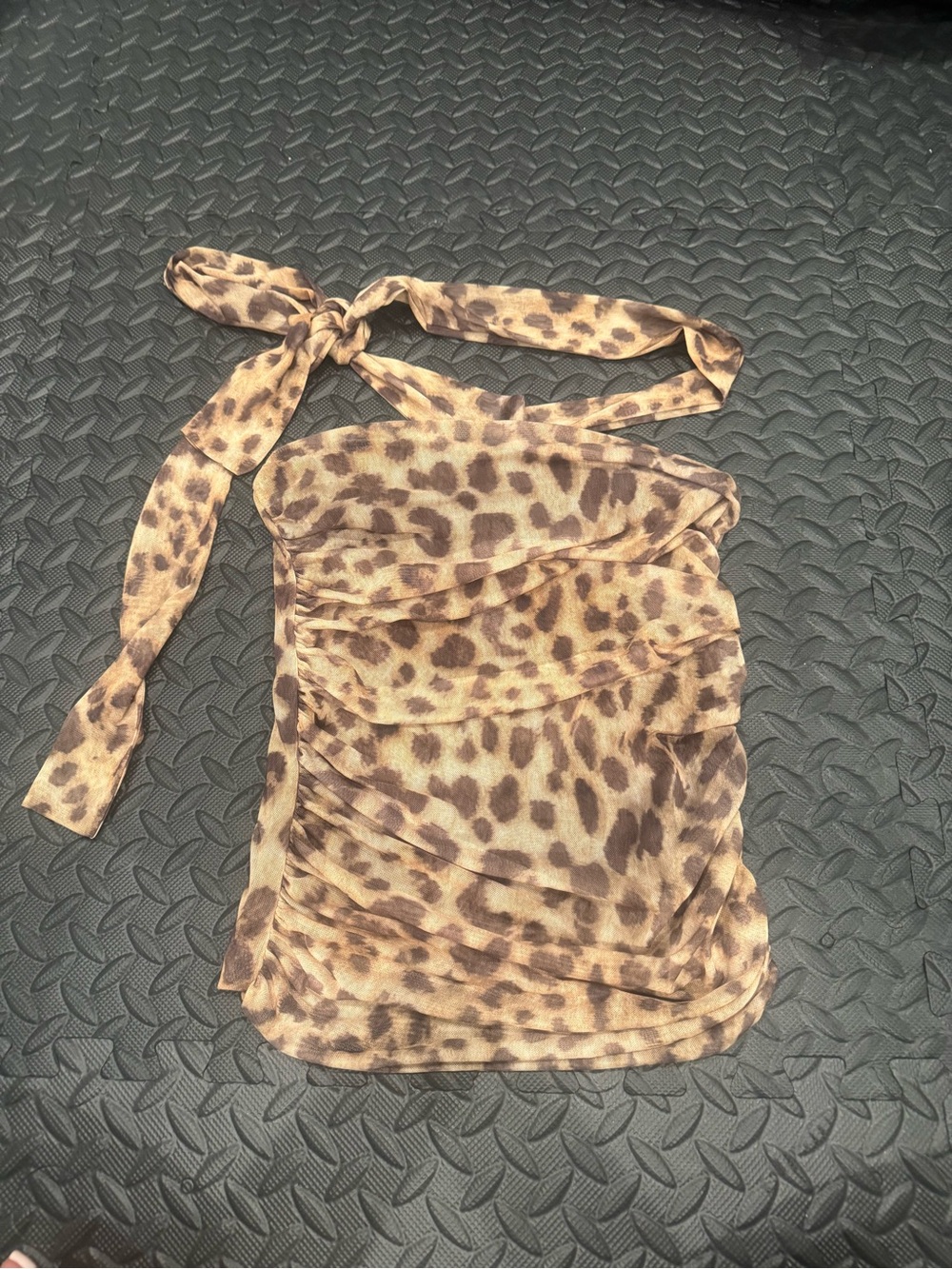 Zara Leopard Print Halter Top in Tan and Brown